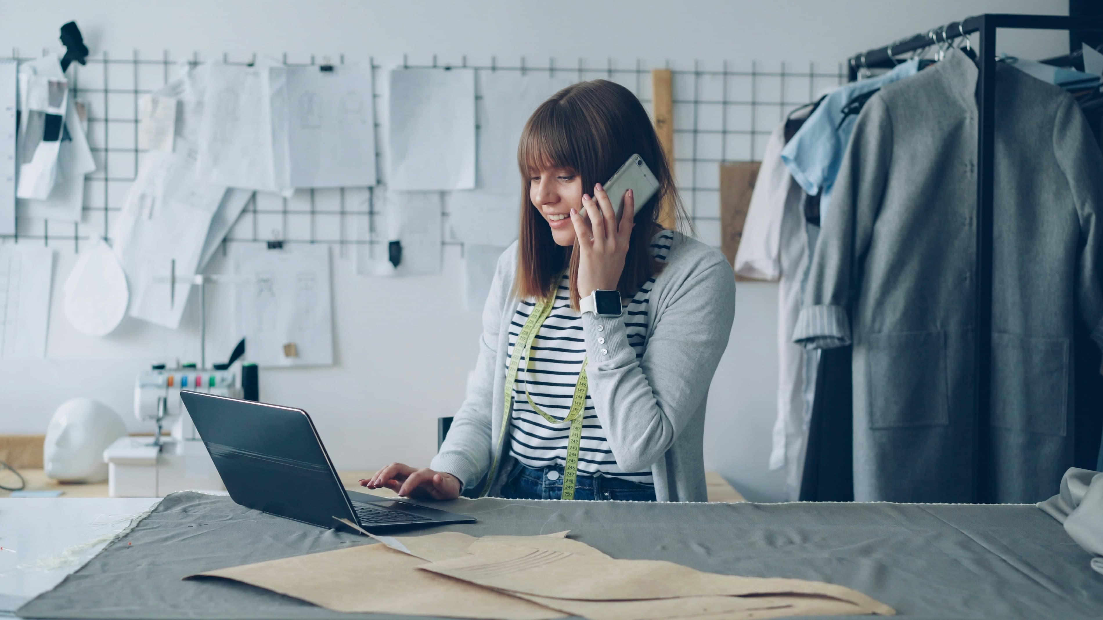 Small business owner working on their website